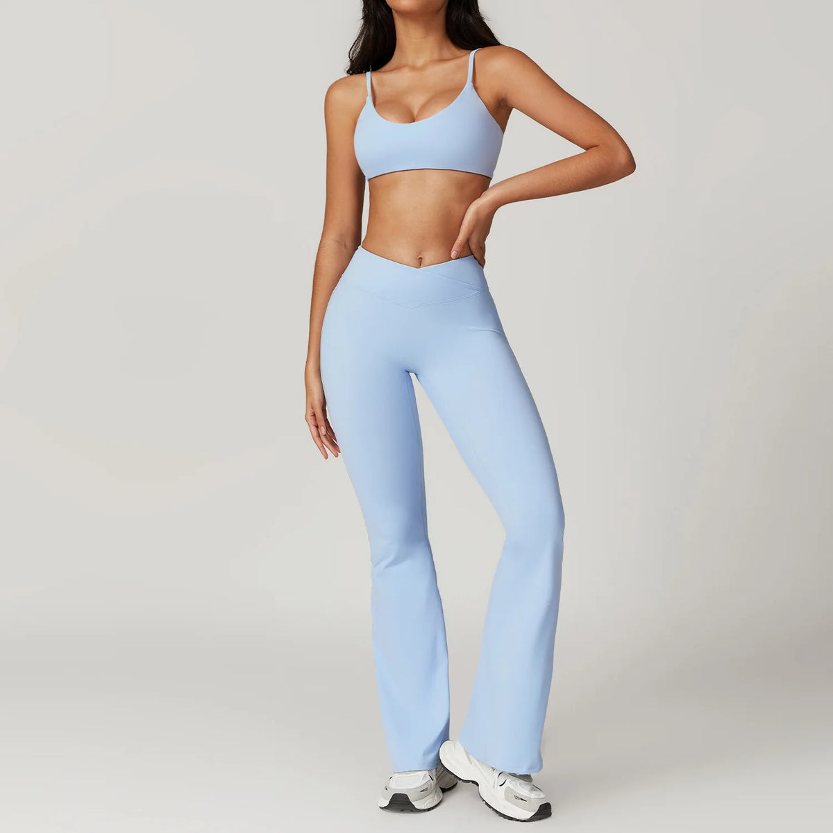 Women's 2-Piece Short Sleeve Yoga Set | Crop Top & High Waist Leggings Gym Workout Sportswear