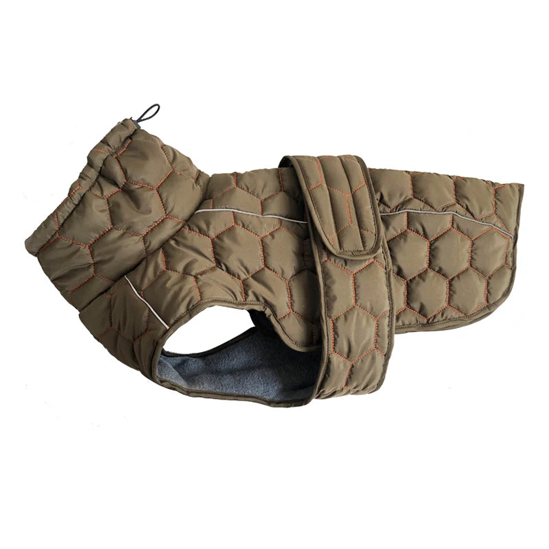 Quilted Winter Dog Jacket for Large Dogs – Windproof Reflective Water-Repellent Adjustable Coat