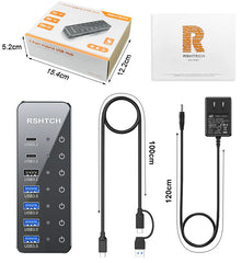USB Extension with Individual Touch On/Off Switches by Snagg A Charging Station