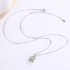 1–2CT Square Moissanite Pendant Necklace