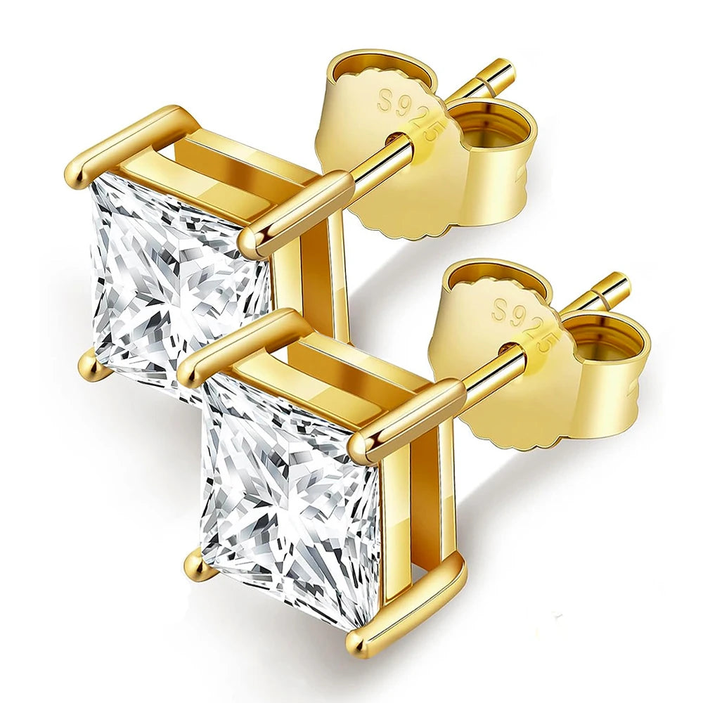 1CT Square Moissanite Stud Earrings