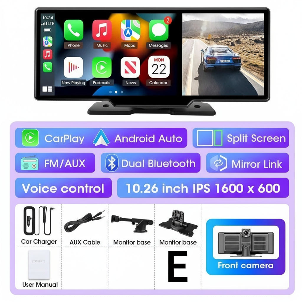 Dual Lens Car DVR with Wireless CarPlay by Snagg A Car DVR