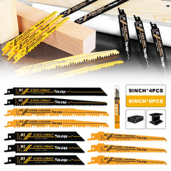10PCS Reciprocating Saw Blades – Bi-Metal Wood, Metal & PVC Cutting Set