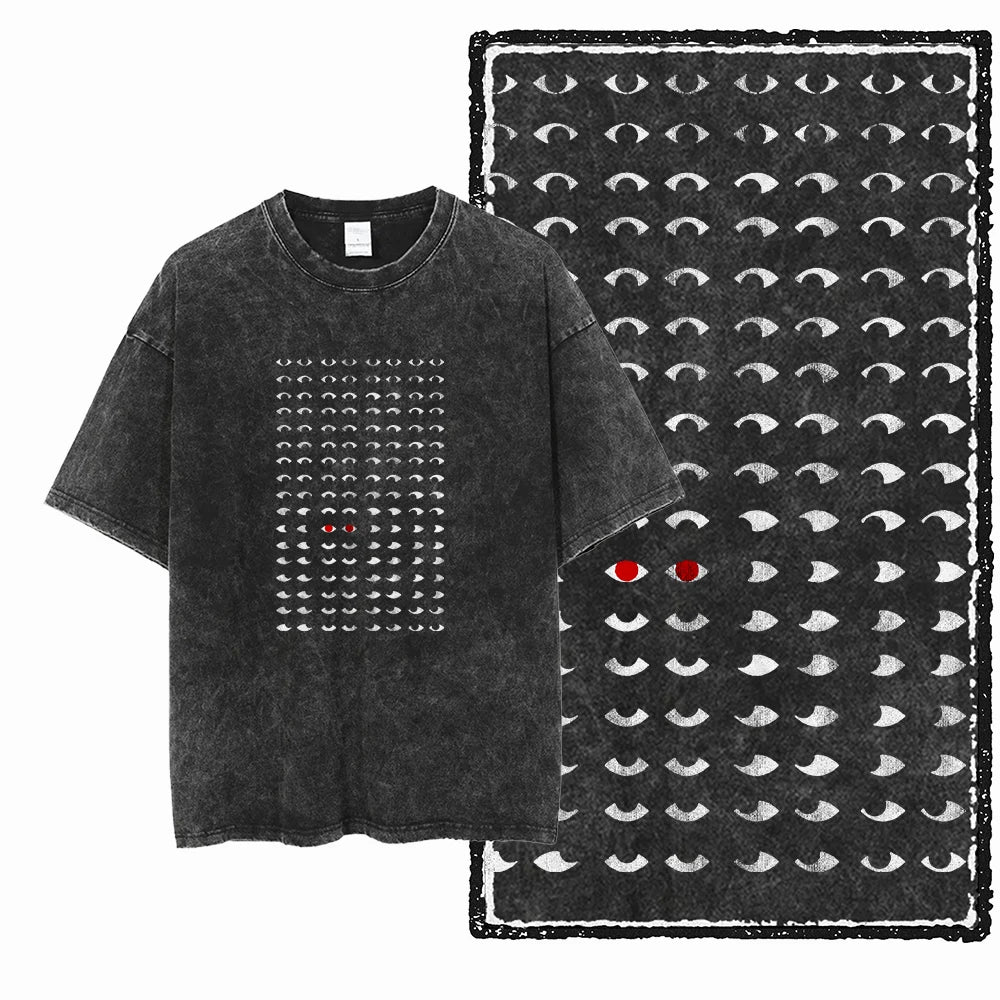 Acid Washed Cat Graphic Unisex T-Shirt | Cotton Streetwear Big Size Vintage Tee