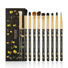 10 Pieces Professional Gothic Skull Makeup Brush Set – Premium Vegan Synthetic Bristles