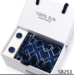 Solid Colour Necktie with Matching Handkerchief & Cufflinks - SB253 - Others In Fashion