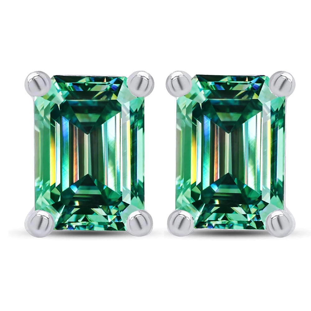 Emerald Moissanite Earrings by Snagg An Earring