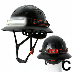Full Brim Safety Helmet with LED Headlamp & Taillight by Snagg A Safety Helmet