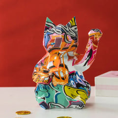 Graffiti Lucky Cat Resin Sculpture by Snagg A Sculpture