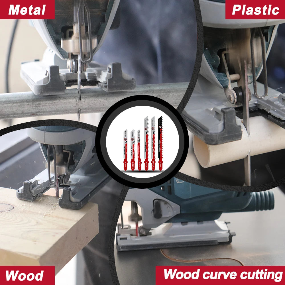 HSS Jigsaw Blades Set 30/50pcs | Assorted T-Shank Replacement Blades for Wood Plastic Metal Cutting