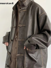 Oversized Vintage Distressed PU Leather Jacket by Snagg A Jacket