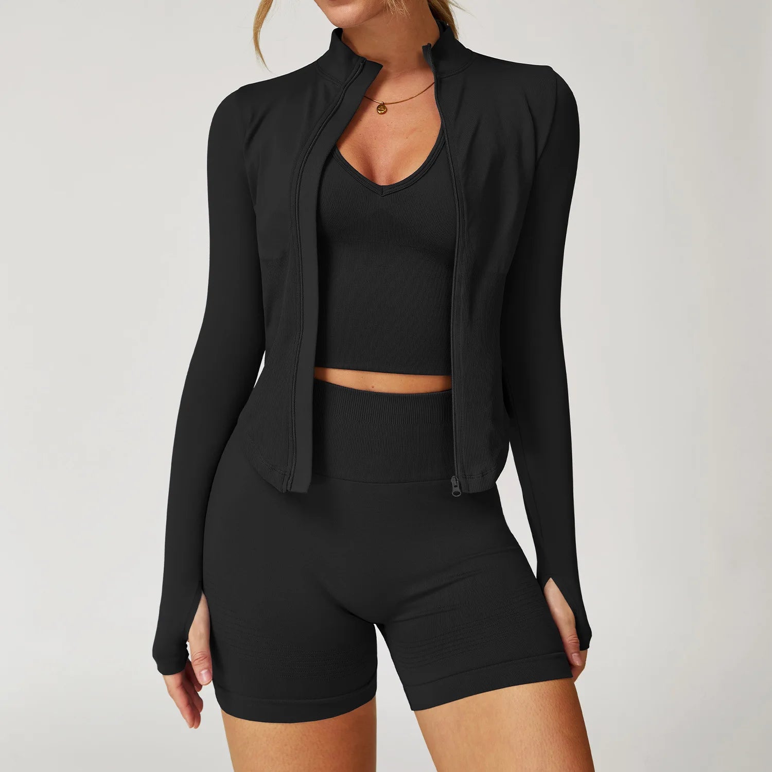 Women's 2/3/4-Piece Seamless Yoga Set | Long Sleeve Tracksuit Sports Bra Gym Leggings Activewear