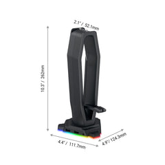 RGB Desktop Headphone Stand Detachable Mouse Cable Hook & Wire Organizer by Snagg A Headset Holder