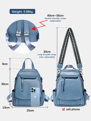 Genuine Leather Women's Fashion Backpack – High-Quality School & Travel Shoulder Bag with Multifunctional Pockets