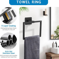 Matte Black/White Bathroom Hardware Set by Snagg A Rack