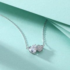 2CT Pink Heart Moissanite Pendant Necklace