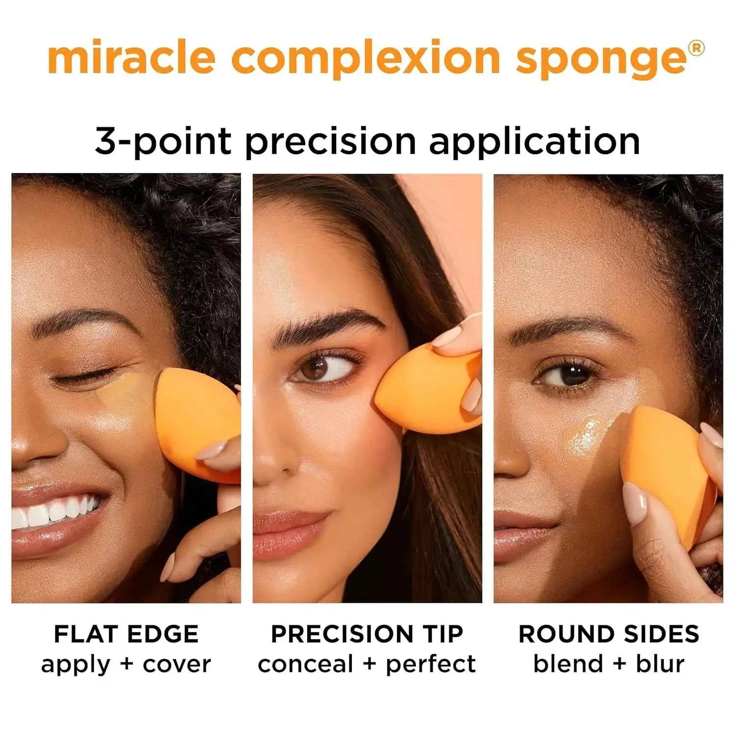 Miracle Complexion Sponge Set – Professional 4 Pack for a Luminous, Streak Free Base
