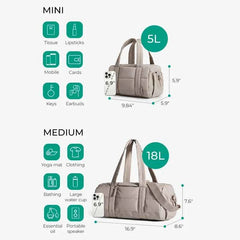 Women's Quilted Gym & Travel Duffle Bag – Yoga Mat Carrier with Wet & Dry Pocket for Sport & Weekend (18L)