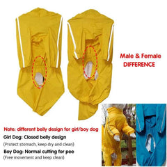 Hooded Waterproof Dog Raincoat – Full-Cover Jacket with Removable Tail Cover for Large Dogs (Up to 10XL)
