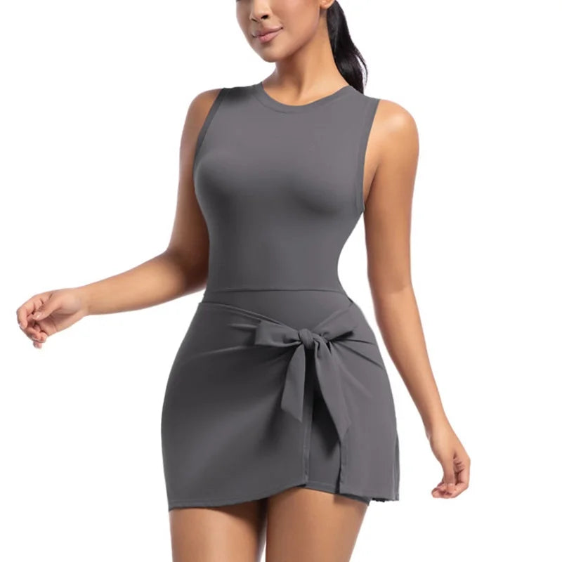 Women's Sports Skirt Dress | Tennis Golf Yoga Gym Running Workout Fitness One-Piece Athletic Dress