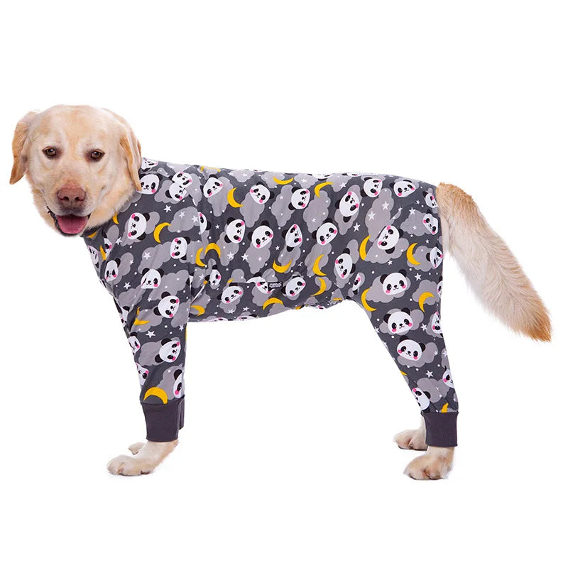 Dog Pyjama Jumpsuit for Medium & Large Dogs – Cosy Full-Cover Belly Recovery Suit (Cuttable Panel)