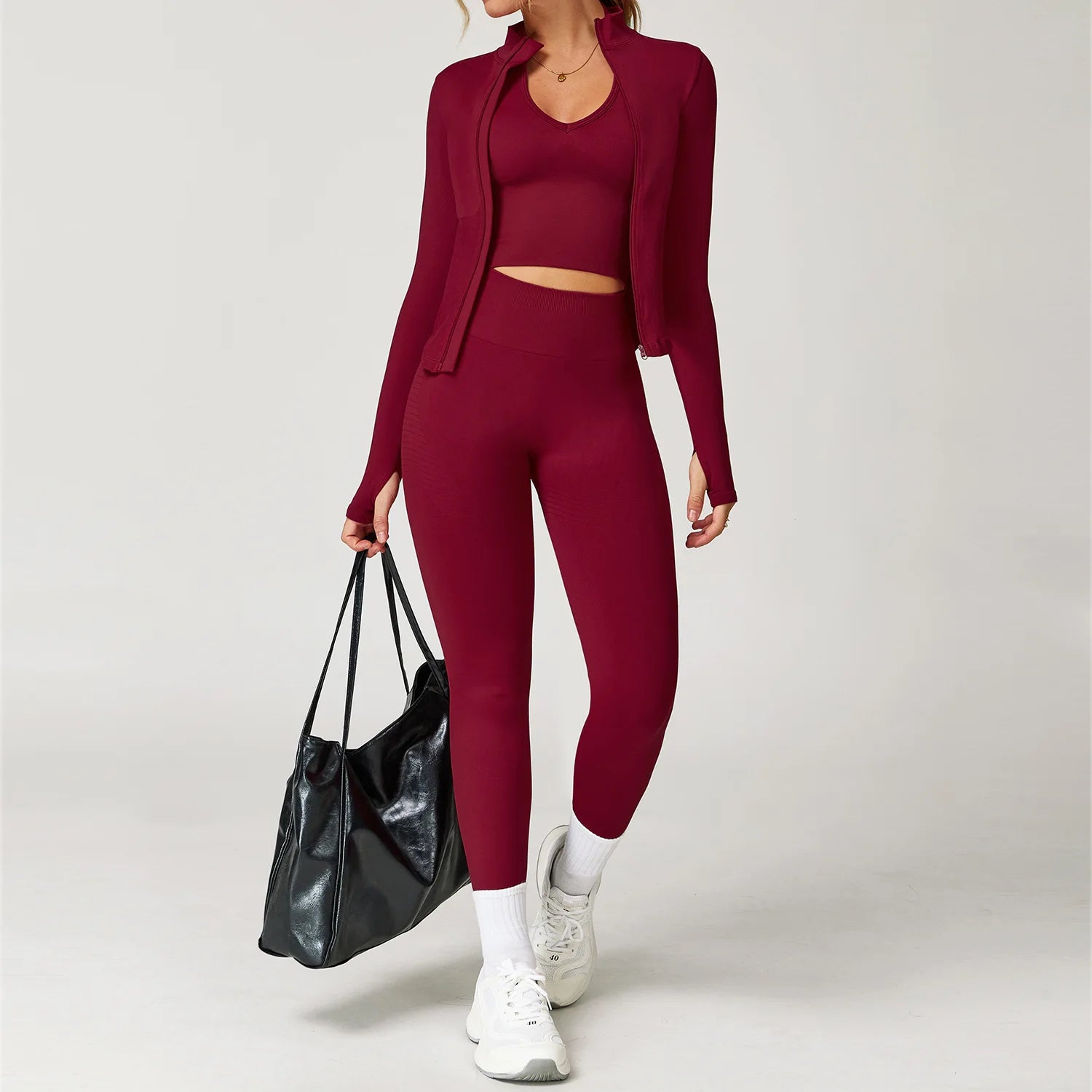 Women's 2/3/4-Piece Seamless Yoga Set | Long Sleeve Tracksuit Sports Bra Gym Leggings Activewear