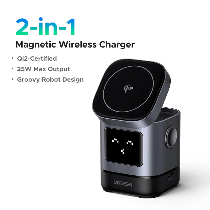 Qi2 15W Magnetic Wireless Charging Stand | USB-C Cable for iPhone 16 17 Pro Max MagSafe Fast Charger