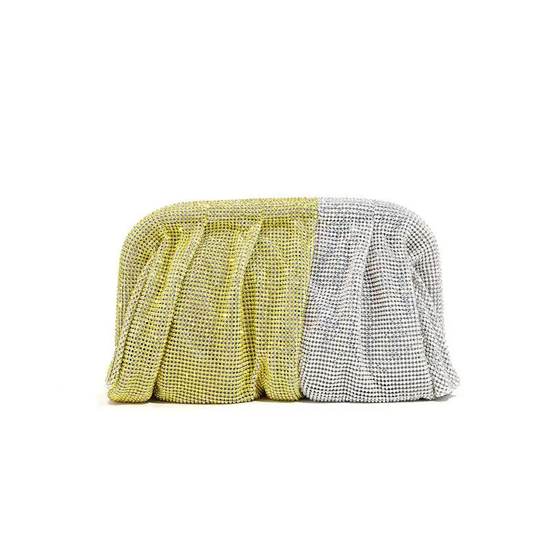 Shiny Rhinestone Crystal Fold Evening Clutch