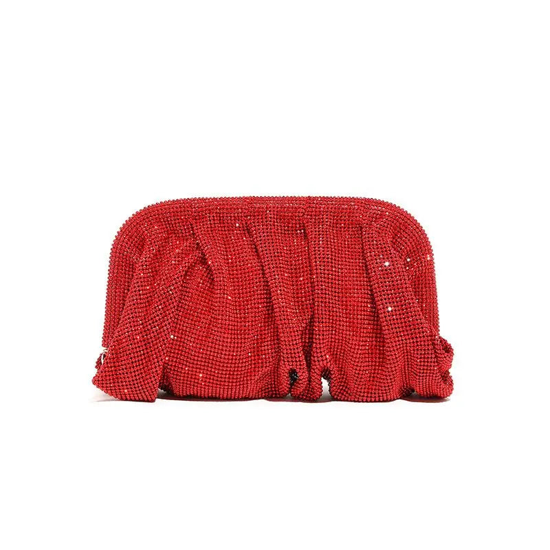 Shiny Rhinestone Crystal Fold Evening Clutch