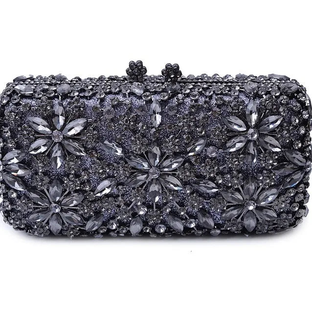 Stone Chain Crystal Evening Clutch