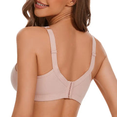 Plus Size Wire-Free Cotton Bra | Floral Lace Full Coverage Wide Strap Breathable