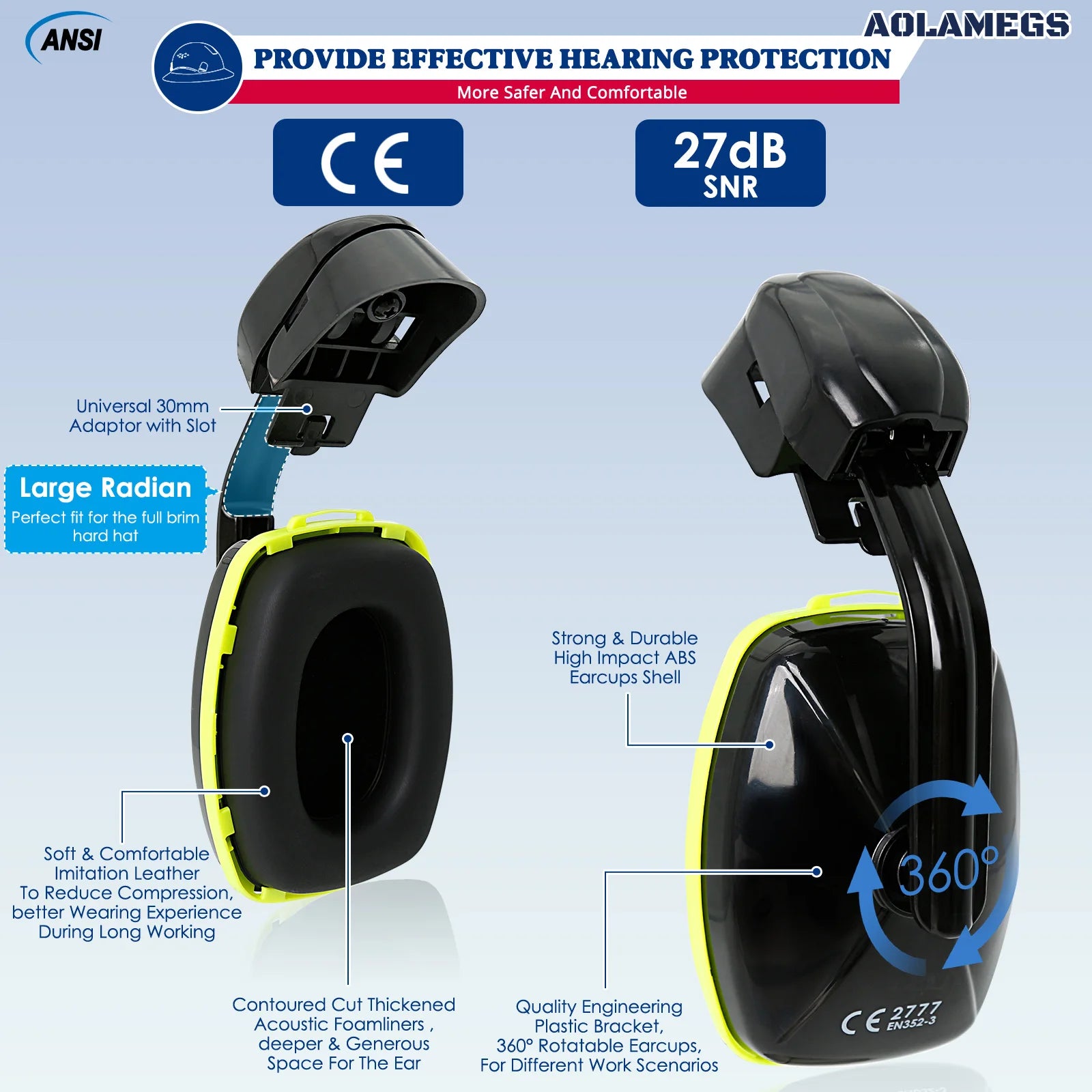 Full Brim Safety Helmet with Built In Goggles Earmuffs by Snagg A Safety Helmet