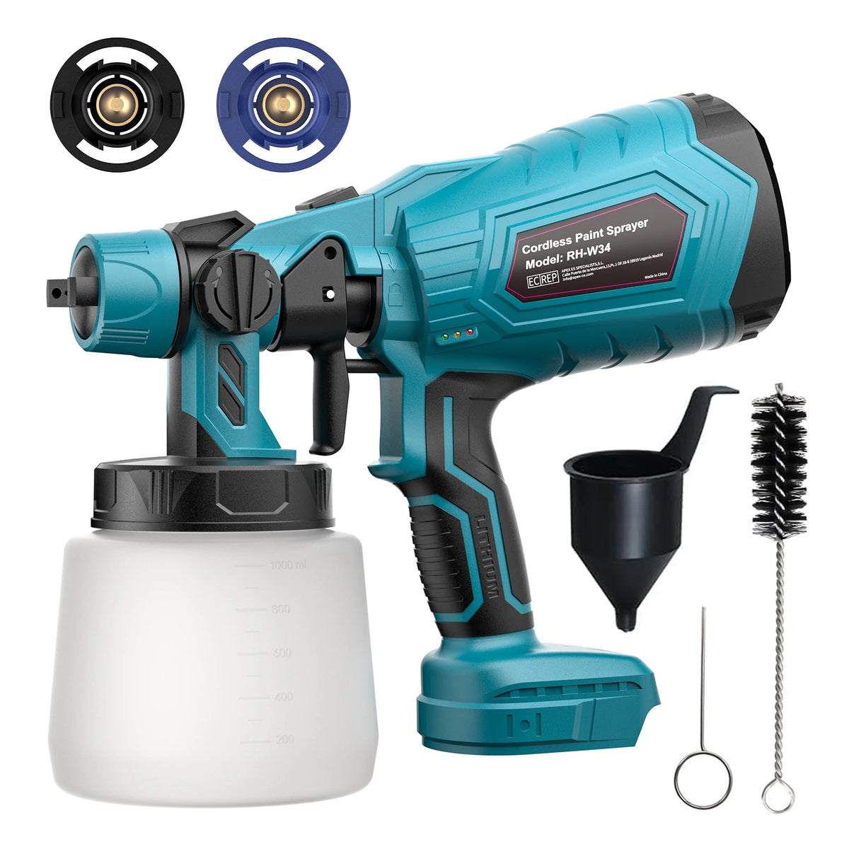Cordless Paint Spray Gun – Compatible with Makita & Dewalt 18V Batteries
