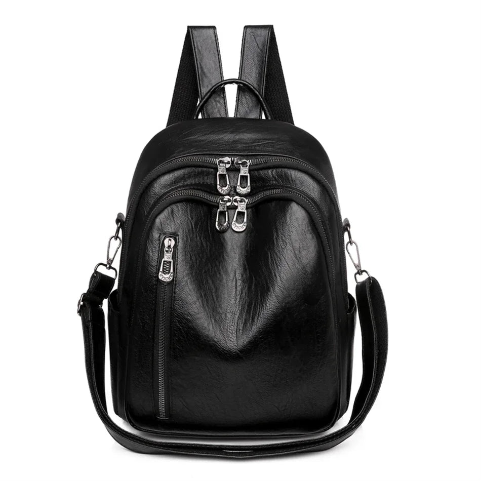 Soft PU Leather Multifunctional School Backpack