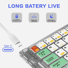 Foldable Wireless Keyboard & Mouse | PU Leather Cover & Transparent Dual-Mode Design
