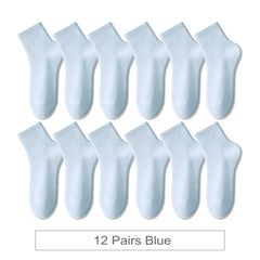 12 Pair Soft Cotton Ankle Colourful Socks Everyday Breathable Set