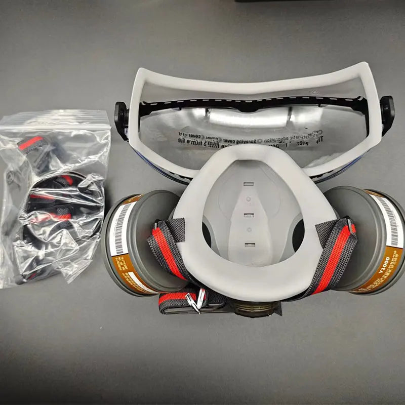Gas Mask Respirator Set with Dual Charcoal Filters & Anti-Fog Glasses by Snagg A Face Mask