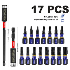 Security Torx Screwdriver Bit Set TT7–TT40 – Magnetic S2 Alloy Steel Impact Bits with Bit Holder
