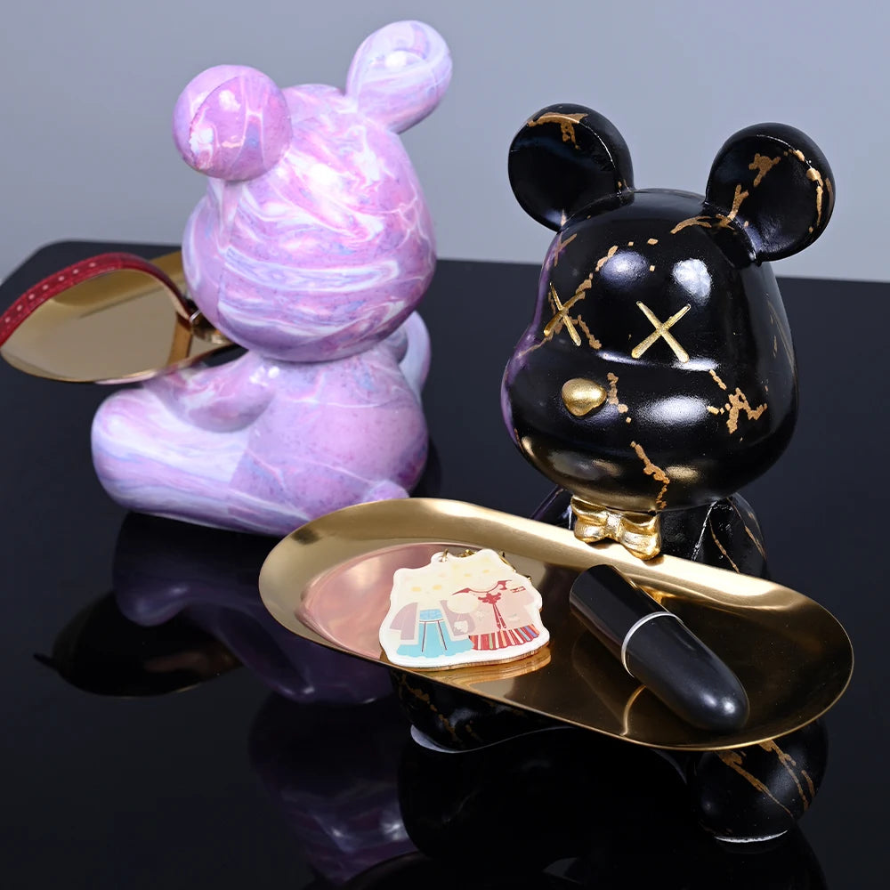 Colorful Bear Resin Figurine with Tray by Snagg A Sculpture