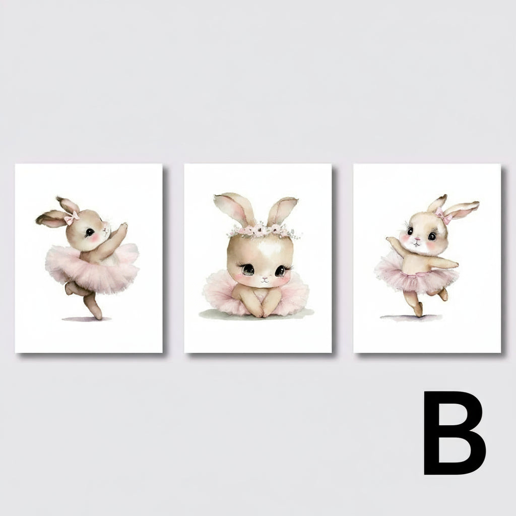 3pcs Ballerina Bunny Canvas Prints by Snagg A Print