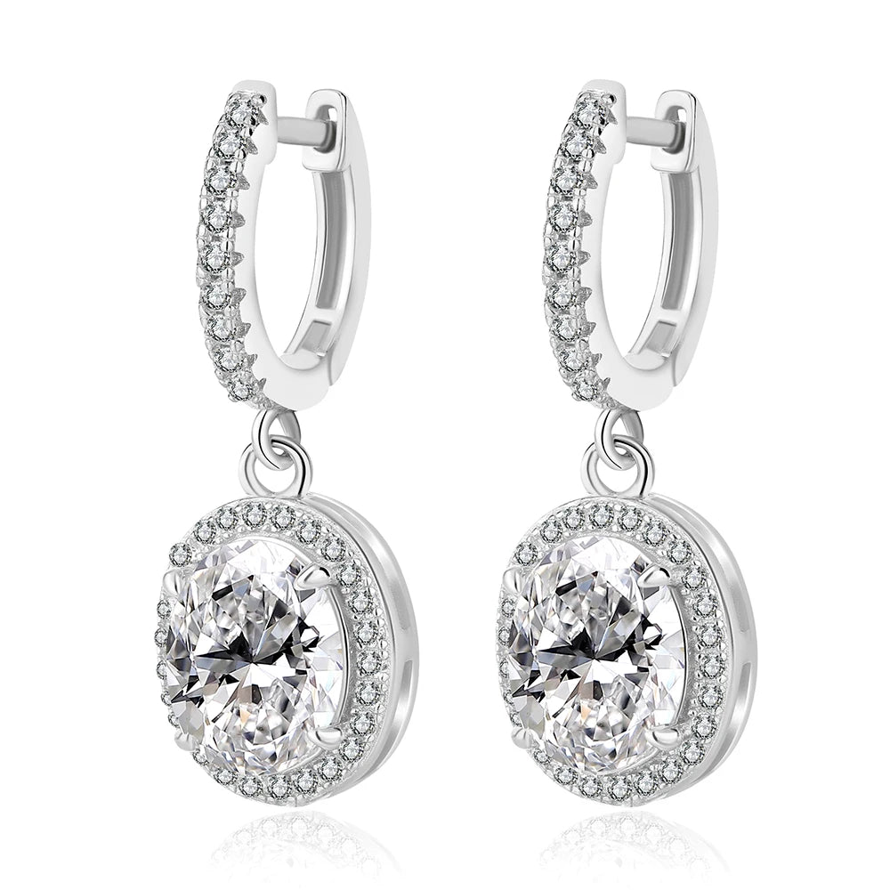 4CT True Pink Oval Moissanite Drop Earrings