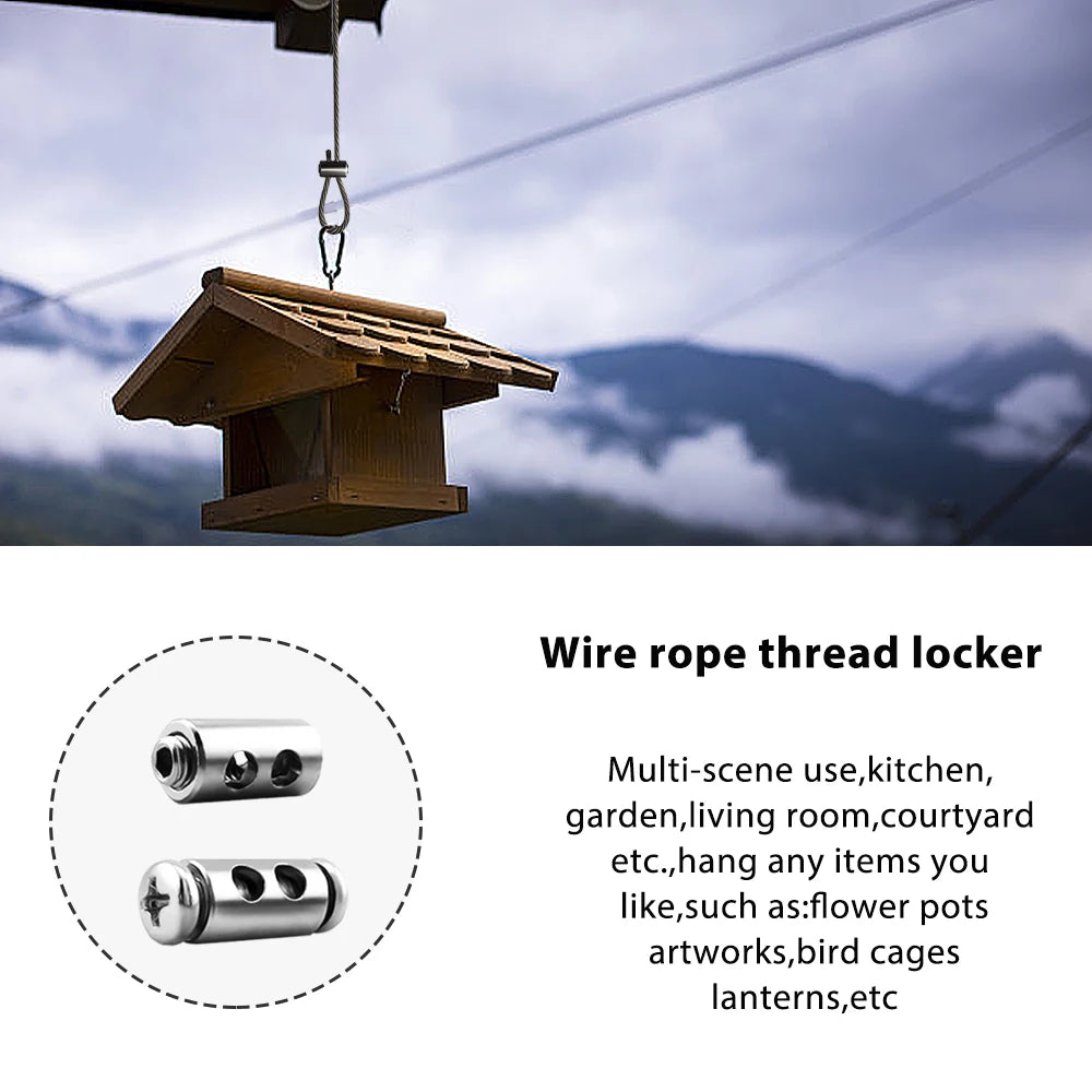 Steel Wire Rope Clamps 1–3mm Double Hole | Suspension Cable Clip Screw Adjustment Telescopic Lock 10pcs