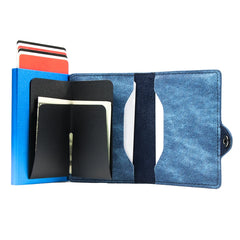 Slim Denim Leather RFID Pop-Up Wallet