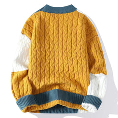 Men’s Patchwork Streetwear Pullover | Premium Triple-Blend Winter Sweater