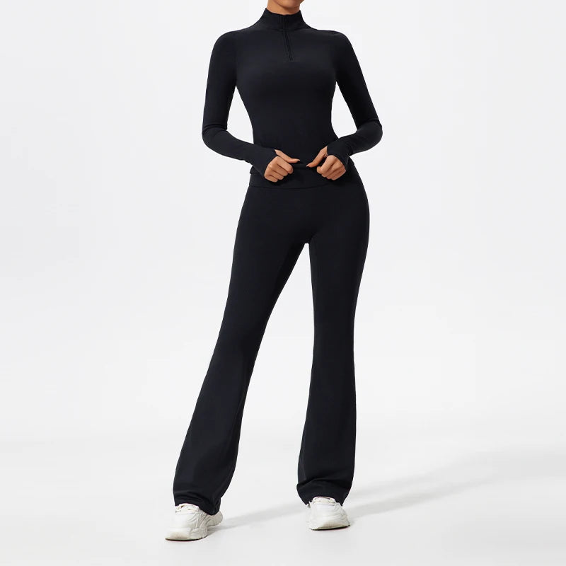 Women's Long Sleeve Workout Suit | Quick-Dry Gym Bra & Short Tracksuit Running Yoga Clothes Set