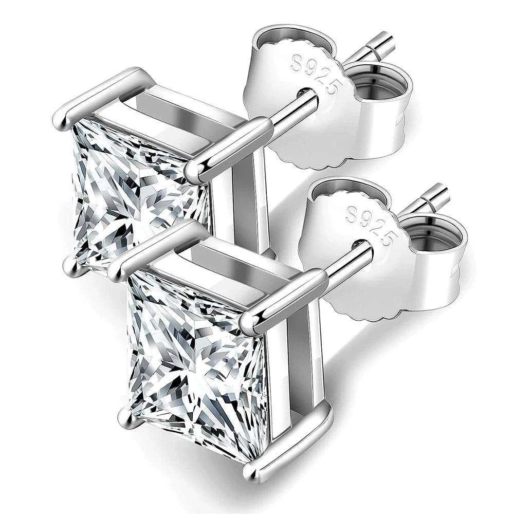 1CT Square Moissanite Stud Earrings