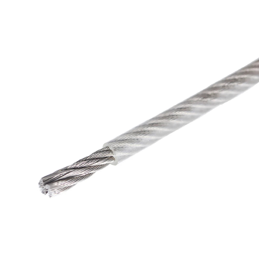 1mm PVC Transparent Coated Steel Wire Rope 7×7 | Flexible Soft Cable 20/50/100M Hanging Line
