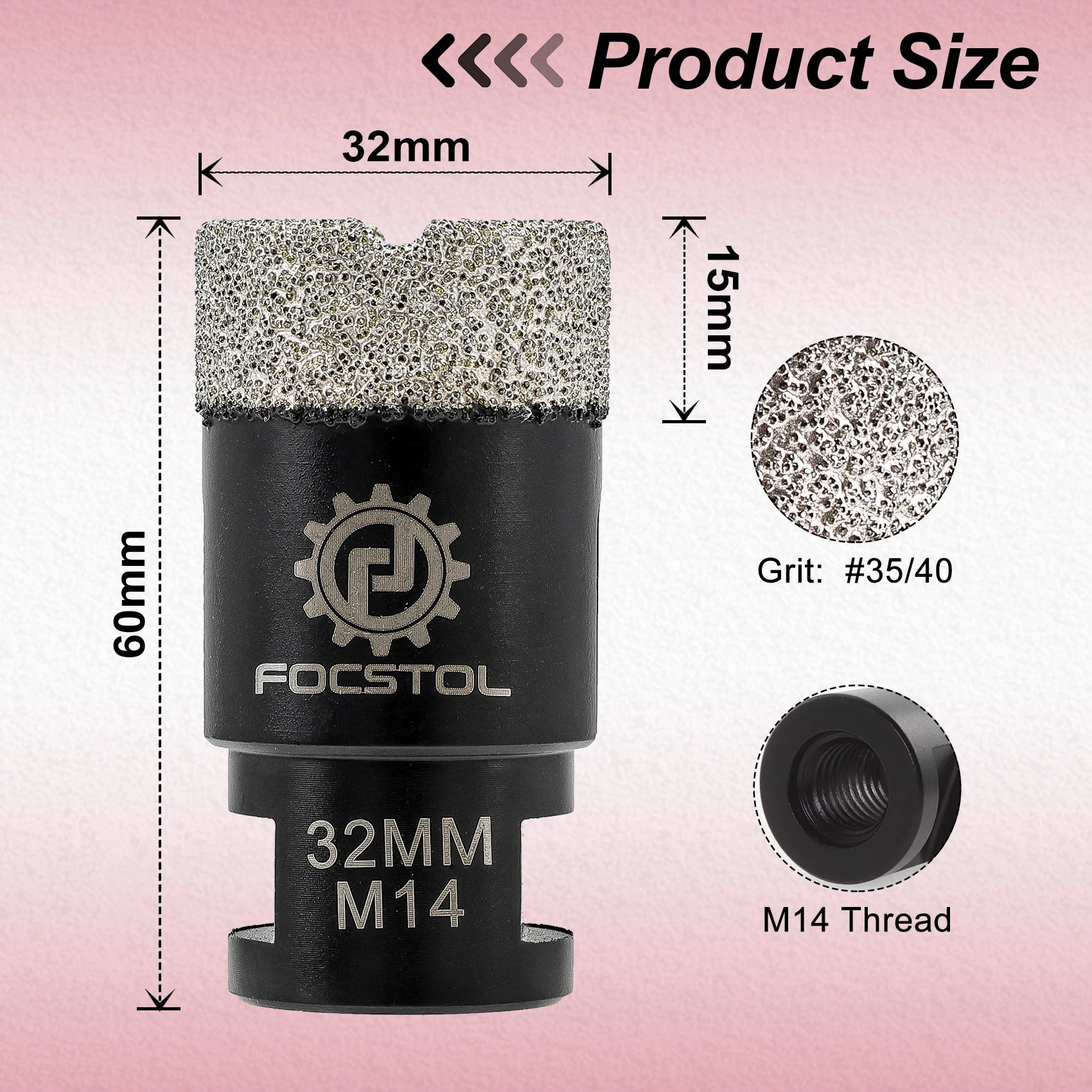M14 Thread Diamond Core Drill Bit 6–125mm | Tile Hole Saw for Ceramic Marble Granite CE Certified