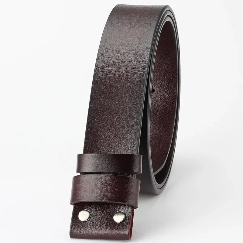 Genuine Leather Belt Strap (No Buckle) — Smooth Cowboy-Style Replacement for Men - Brown / 100cm - Others In Fashion