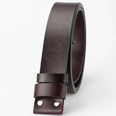 Genuine Leather Belt Strap (No Buckle) — Smooth Cowboy-Style Replacement for Men - Brown / 100cm - Others In Fashion